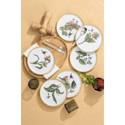 Набор десертных тарелок Porland Puruli 04POR035025, фарфор, разноцветный, 20 см, 6 шт