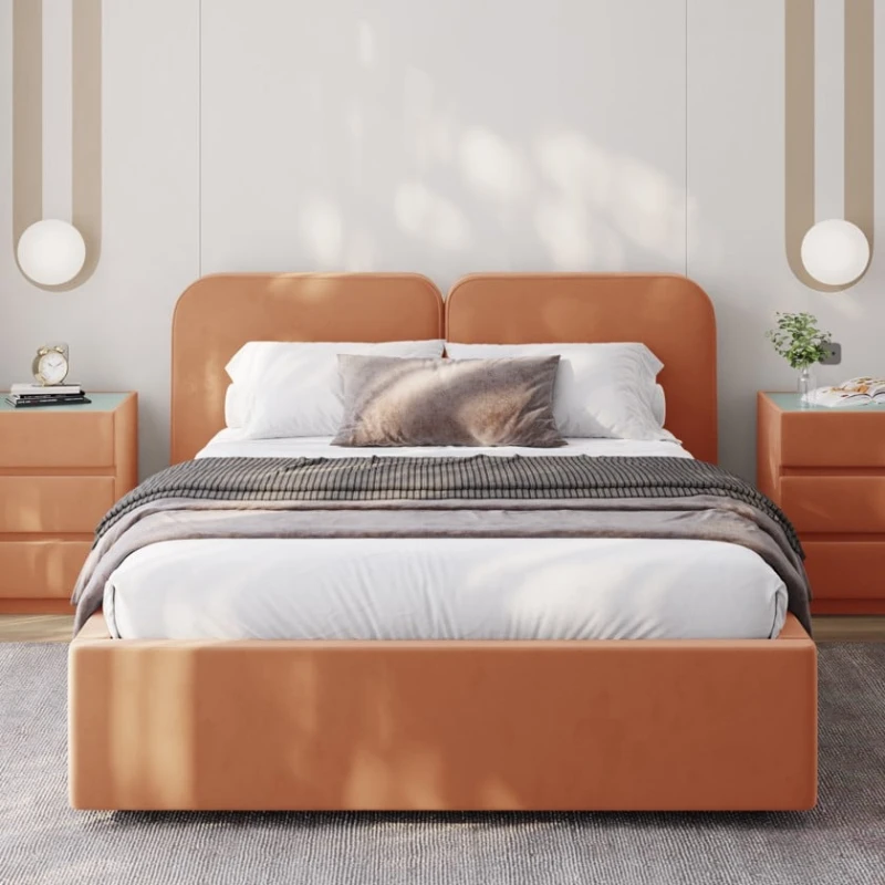 Полутороспальная кровать Art_ikili_yataq 31, ламинат, оранжевая, 200x160x120 см Полутороспальная кровать Art_ikili_yataq 31, ламинат, оранжевая, 200x160x120 см