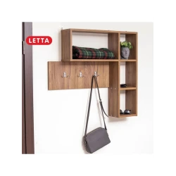 Вешалка с полками Letta Votan, 78x16х101 см, ЛДСП, бежевый Вешалка с полками Letta Votan, 78x16х101 см, ЛДСП, бежевый
