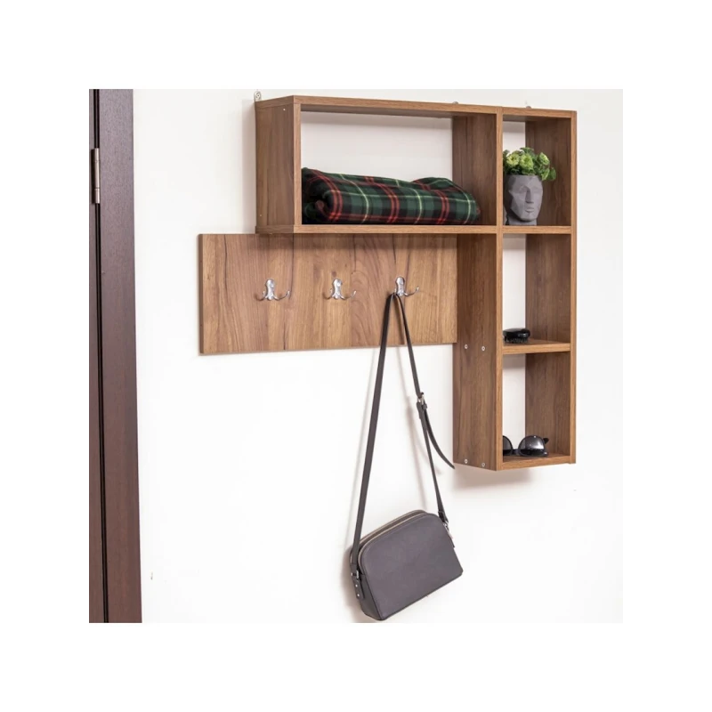 Вешалка с полками Letta Votan, 78x16х101 см, ЛДСП, бежевый Вешалка с полками Letta Votan, 78x16х101 см, ЛДСП, бежевый