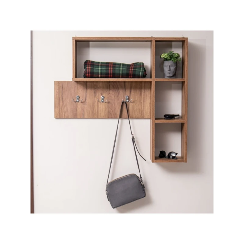 Вешалка с полками Letta Votan, 78x16х101 см, ЛДСП, бежевый Вешалка с полками Letta Votan, 78x16х101 см, ЛДСП, бежевый