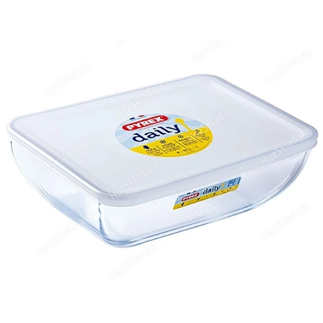 Bişirmə üçün qəlib Pyrex Daily, qapaqlı, şüşə, şəffaf, 27x22 sm, 3.5 l