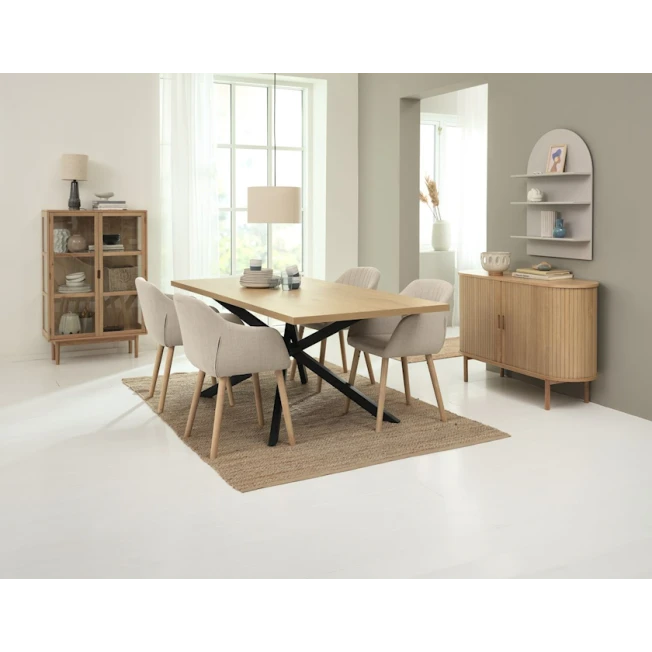 Yemək masası JYSK Nortoft, 95x200x75 sm, bej/qara Yemək masası JYSK Nortoft, 95x200x75 sm, bej/qara