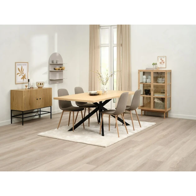 Yemək masası JYSK Nortoft, 95x200x75 sm, bej/qara Yemək masası JYSK Nortoft, 95x200x75 sm, bej/qara