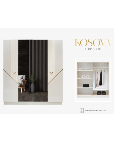 Şkaf Kosova4, 180x200x45 sm, yerli istehsal - AL-60