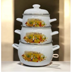 Набор кастрюль Tez-bazar-333, эмаль, разноцветный Набор кастрюль Tez-bazar-333, эмаль, разноцветный