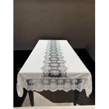Süfrə NRl-00635, kətan, ağ, 160x300 sm