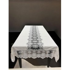 Süfrə NRl-00635, kətan, ağ, 160x300 sm