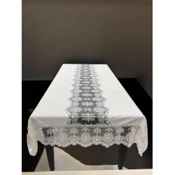 Скатерть NRl-00635, лен, белая, 160x300 см Скатерть NRl-00635, лен, белая, 160x300 см