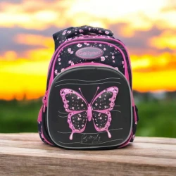 Məktəbli bel çantası Geliyazi GG-ZZ-025, poliester, qara/çəhrayı