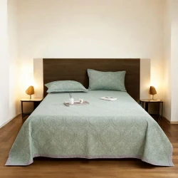 Yastıq üzlüklü dəst Luxe Cotton 000789, ikinəfərlik, örtük 220x240 sm, yastıq üzü 50x70 sm 2 əd, yaşıl