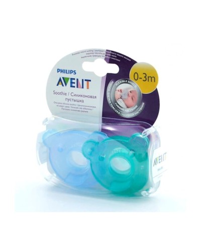 Əmziklər dəsti Philips AVENT Soothie Shapes, ortodontik, 0-3 ay, silikon, 2 əd, mavi