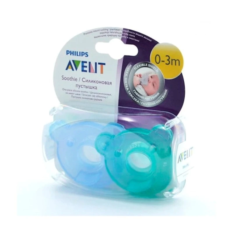 Набор пустышек Philips AVENT Soothie Shapes, ортодонтические, 0-3 месяца, силикон, 2 шт, голубой