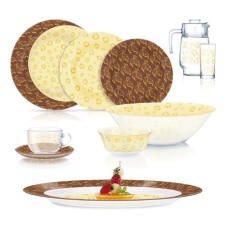 Süfrə qab-qacaq dəsti Luminarc Gold Crescent Crockery Dinnerset, 46 əd, 6 nəfərlik, bərkidilmiş şüşə