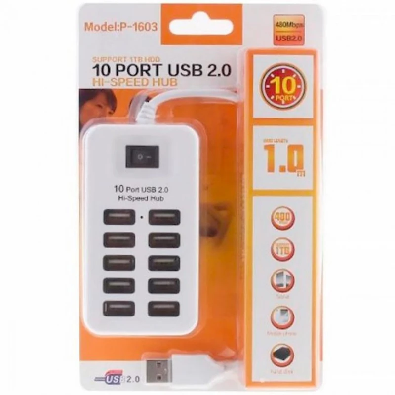 USB хаб P-1603 10 Port USB 2.0 USB хаб P-1603 10 Port USB 2.0