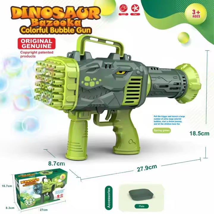 Пистолет для мыльных пузырей BGdino-01RAX, 32 отверстия, автоматический Пистолет для мыльных пузырей BGdino-01RAX, 32 отверстия, автоматический