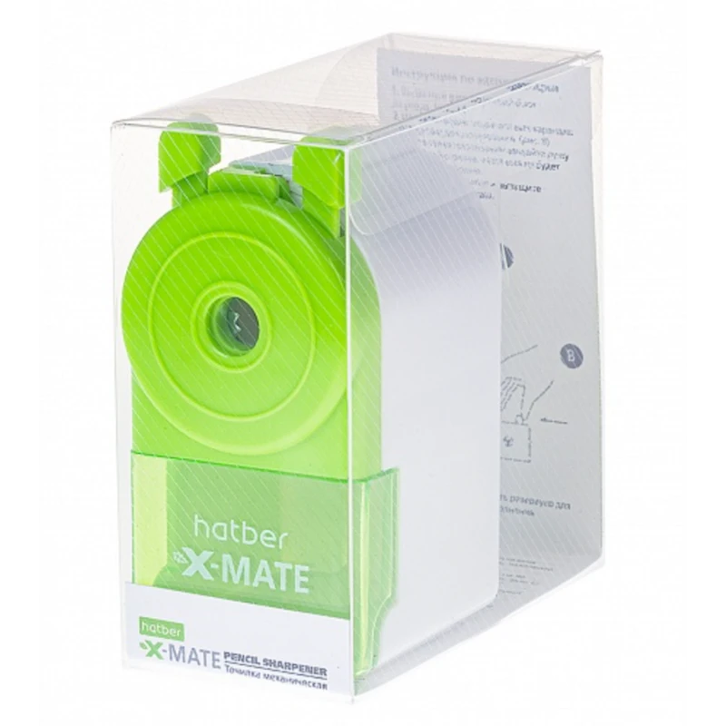 Точилка Hatber X-Mate 065507, белая/зеленая