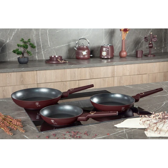 Набор сковородок Berlinger Haus Leonardo Collection BH-8048, 3 шт, 20/24/28 см, алюминий, бордовый