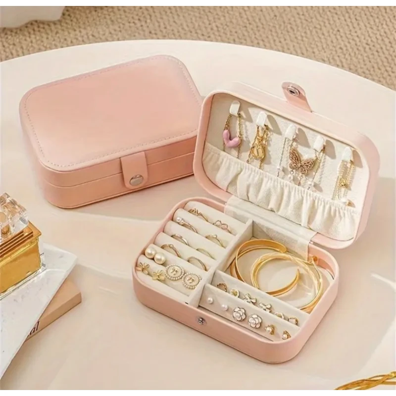 Органайзер для украшений и бижутерии, кожа-розовый 16x11x5 см