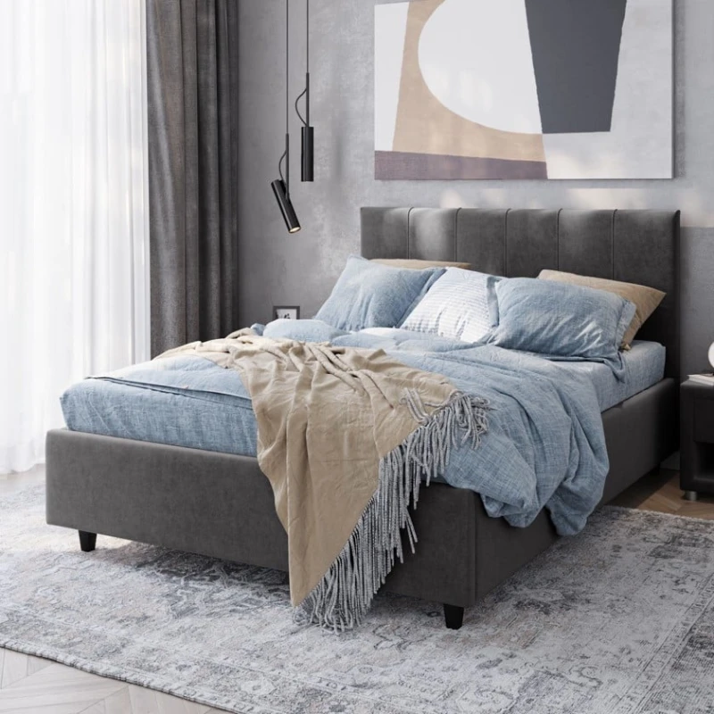 İki nəfərlik çarpayı Art_ikili_yataq 67, laminat/parça, boz, 120x200х200 sm