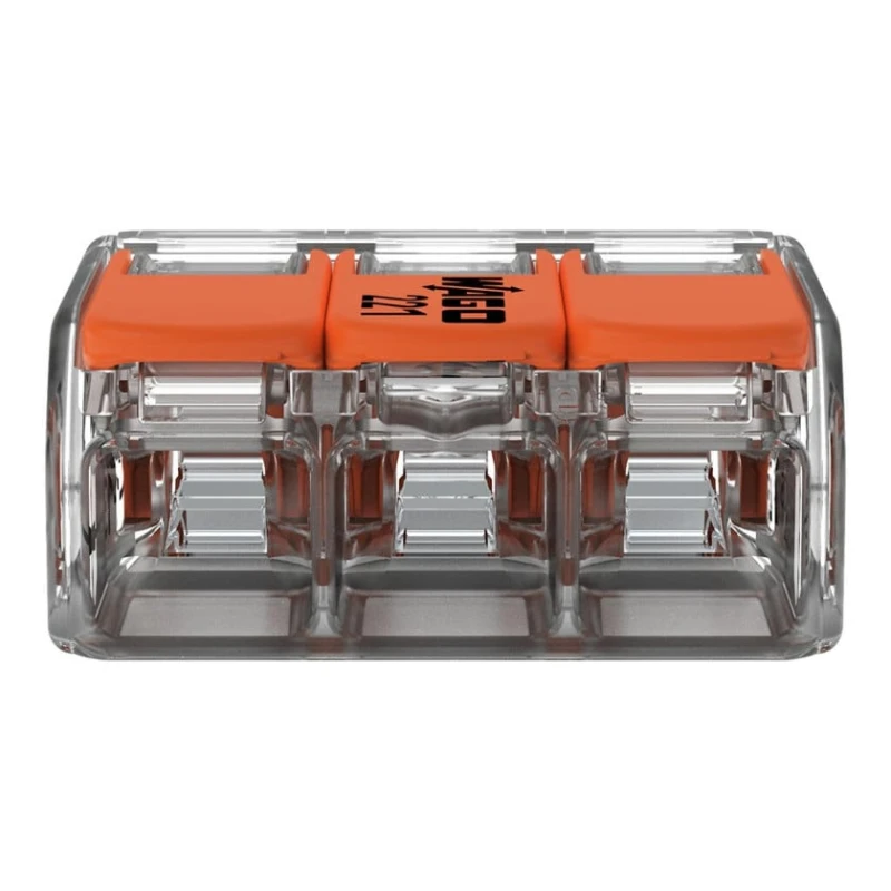 Dirnaqlı konnektor WAGO 221-613, şəffaf, 3x6 mm