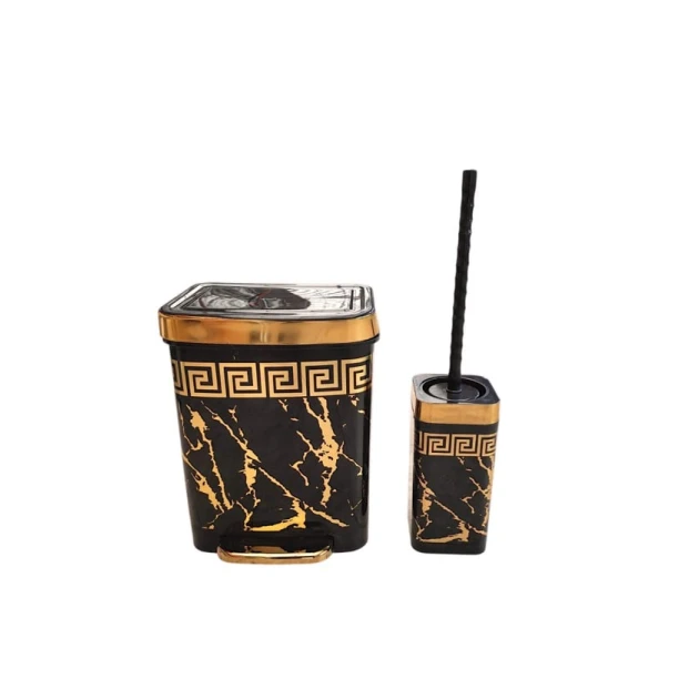 Набор для ванной, пластик, мусорное ведро - 25x32 см, ершик - 46x10 см, 2 шт Набор для ванной, пластик, мусорное ведро - 25x32 см, ершик - 46x10 см, 2 шт