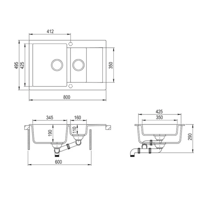 Кухонная мойка Aquasanita SQC 151-120 Кухонная мойка Aquasanita SQC 151-120