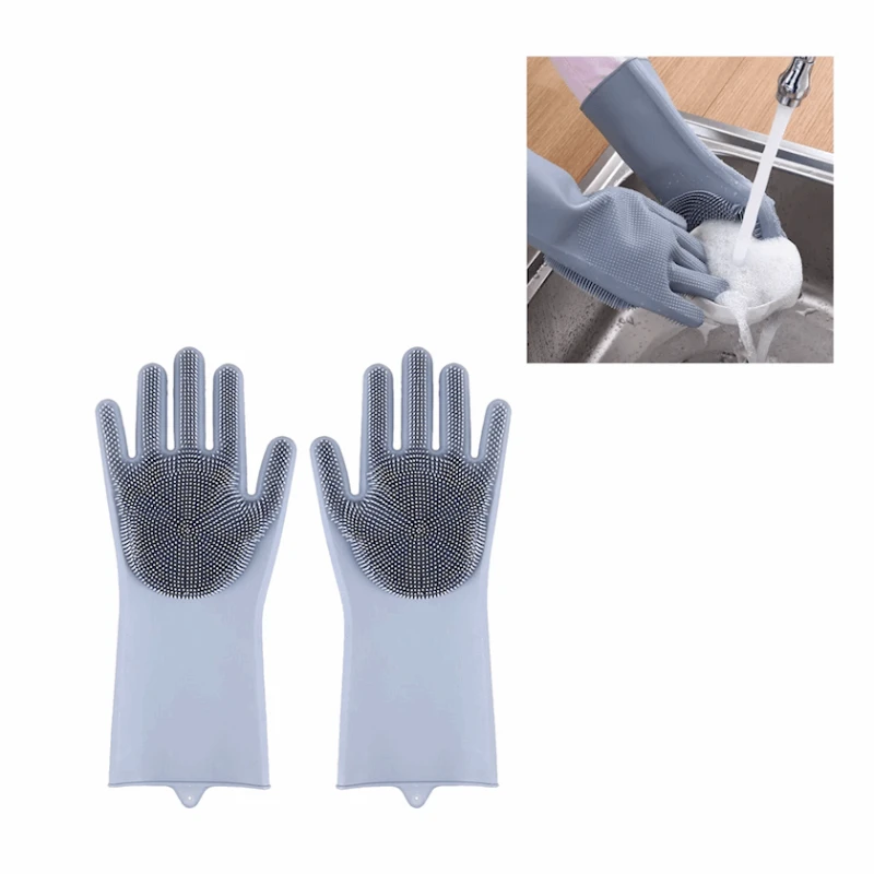 Məişət əlcəyi B087CF25HV, 1cüt, silikon, boz