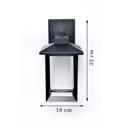Qara Klassik Divar Çırağı 32 sm, Şüşə Silindr Korpusu ilə, E27 Uyğunluq Qara Klassik Divar Çırağı 32 sm, Şüşə Silindr Korpusu ilə, E27 Uyğunluq