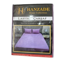 Комплект постельного белья Hanzade 2110000003332, простыня 180х200 см, 2 наволочки, двуспальный, фиолетовый