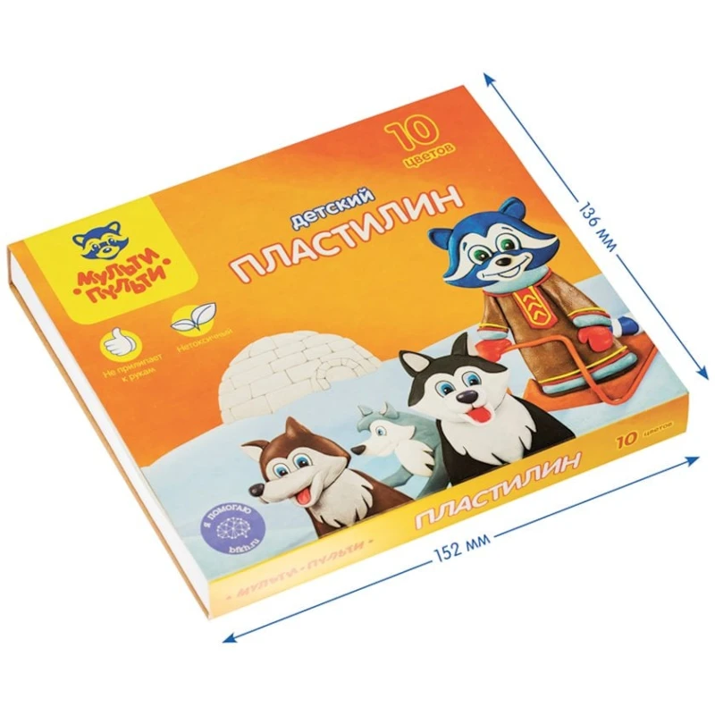 Пластилин Мульти-Пульти со стеком, 150 г, 10 цветов, от 3 лет