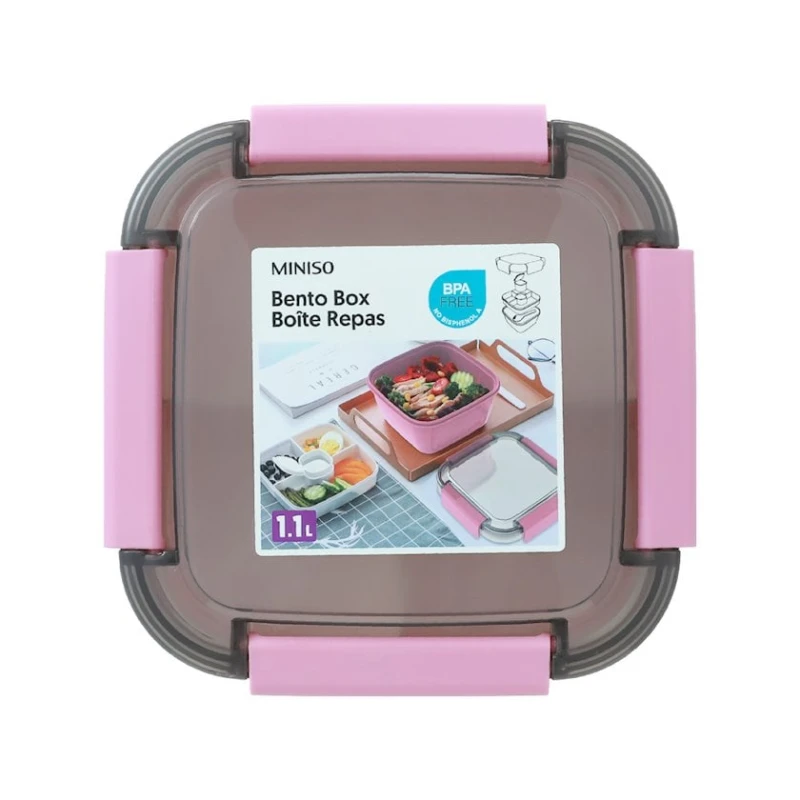 Lanç-boks Miniso Double Layer Salad Bento Box Pink, 1.1 l, plastik Lanç-boks Miniso Double Layer Salad Bento Box Pink, 1.1 l, plastik