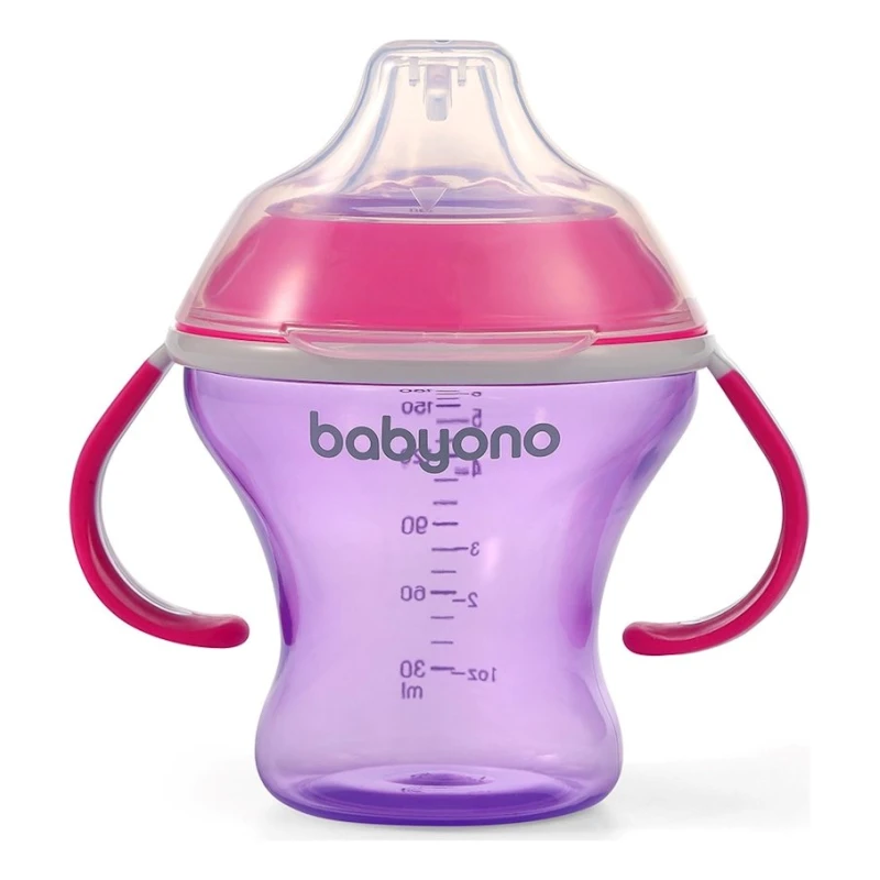 Поильник-непроливайка Babyono, пластик, розовый, 180 мл