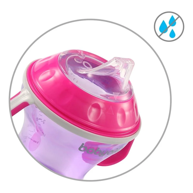 Поильник-непроливайка Babyono, пластик, розовый, 180 мл
