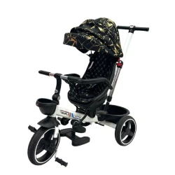 Детский трехколесный велосипед 6017-220, черный/золотистый