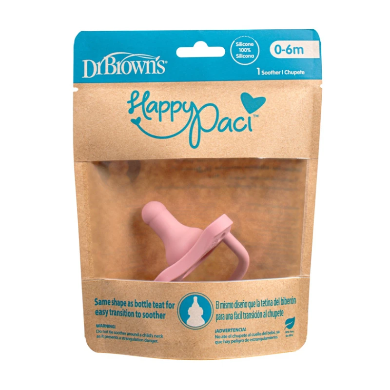Пустышка Dr.Brown's HappyPaci, силикон, розовая, 0-6 месяцев Пустышка Dr.Brown's HappyPaci, силикон, розовая, 0-6 месяцев