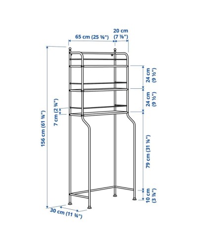 Stellaj IKEA FROSJON, polad/polipropilen, qara, 65x156 sm