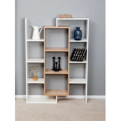 Стеллаж Letta ЛДСП, белый/бежевый, 140х20х103 см Стеллаж Letta ЛДСП, белый/бежевый, 140х20х103 см