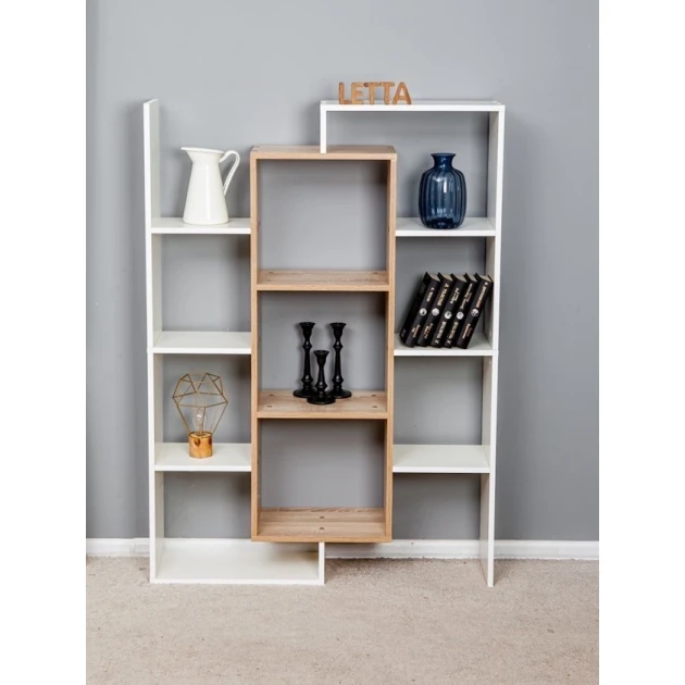 Стеллаж Letta ЛДСП, белый/бежевый, 140х20х103 см