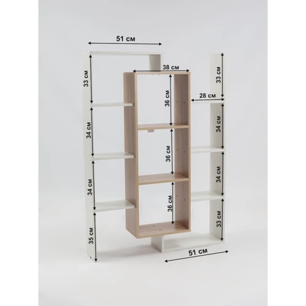 Стеллаж Letta ЛДСП, белый/бежевый, 140х20х103 см