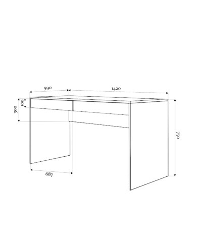 Kompüter masası Marina 3563_M25MikeaWhite, LDSP, 75x59x142 sm, ağ