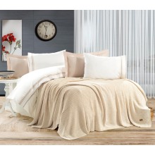 Yataq dəsti Armada Home 12AB, ikinəfərlik, yorğan üzü 200x220 sm, mələfə 240x260+30 sm, yastıq üzü 50x70 sm (2 əd), 60x80 sm (2 əd), toxunma yorğan 220x240 sm, pambıq, ağ/bej