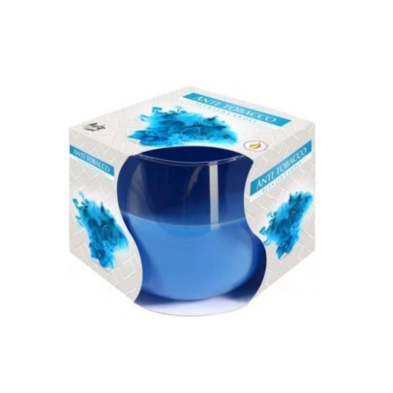 Ароматическая свеча Bispol Антитабак 7х8 см, парафин, 20 часов горения, в стакане, синий