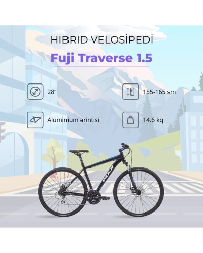 Hibrid velosiped Fuji Traverse 1.5, Size: S, 15