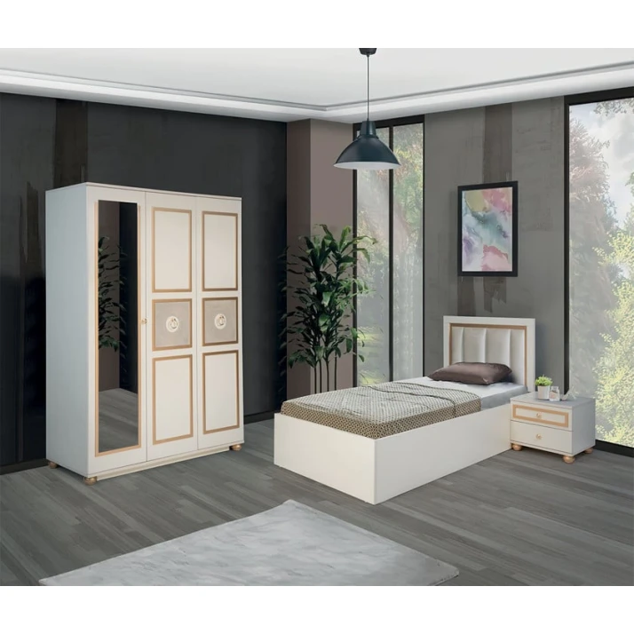 Набор детской мебели 12345689, кровать 95x209x100 см, тумба 50x41x40 см, шкаф 135x191x52 см, стол 120x160x52 см, бежевый Набор детской мебели 12345689, кровать 95x209x100 см, тумба 50x41x40 см, шкаф 135x191x52 см, стол 120x160x52 см, бежевый