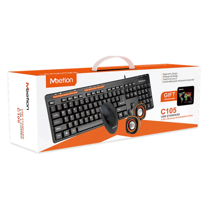 Комплект 3 в 1 (клавиатура, мышь, колонки) Meetion C105