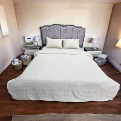 Yataq dəsti Luxe Cotton Lu-xe-000226, yorğan üzü 200x220 sm, mələfə 230x240 sm, yastıq üzləri 2 əd x 50x70 sm, ikinəfərlik, pambıq, ağ