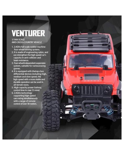 Radio ilə idarə olunan maşın Venturer 4WD 197, qırmızı