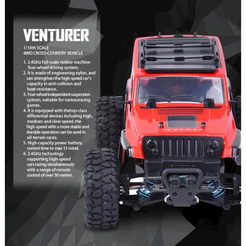 Radio ilə idarə olunan maşın Venturer 4WD 197, qırmızı