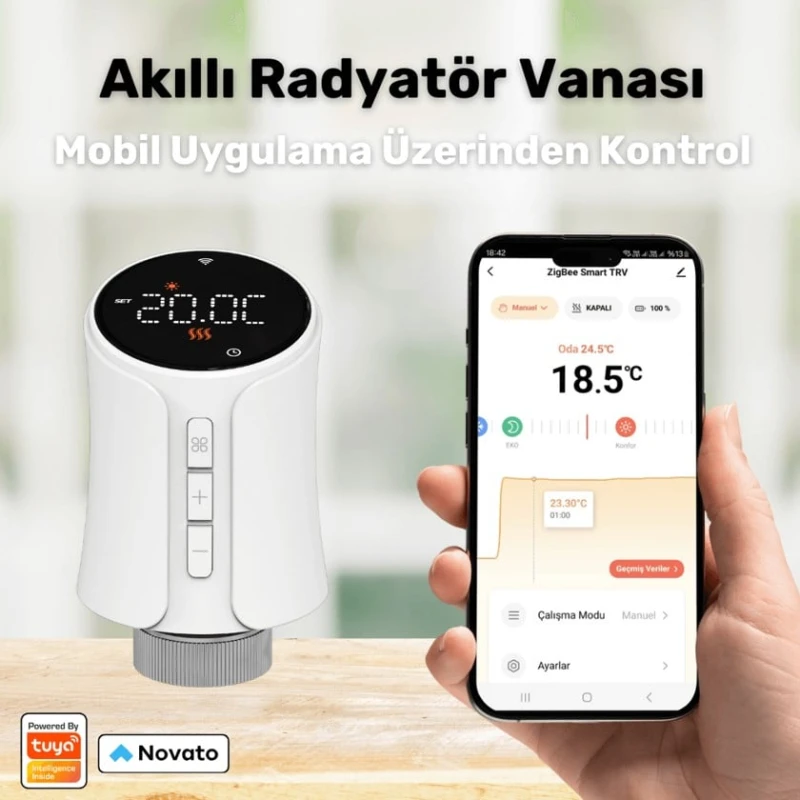 Термостат и радиаторный клапан Novato Zigbee - TRV-03 Термостат и радиаторный клапан Novato Zigbee - TRV-03